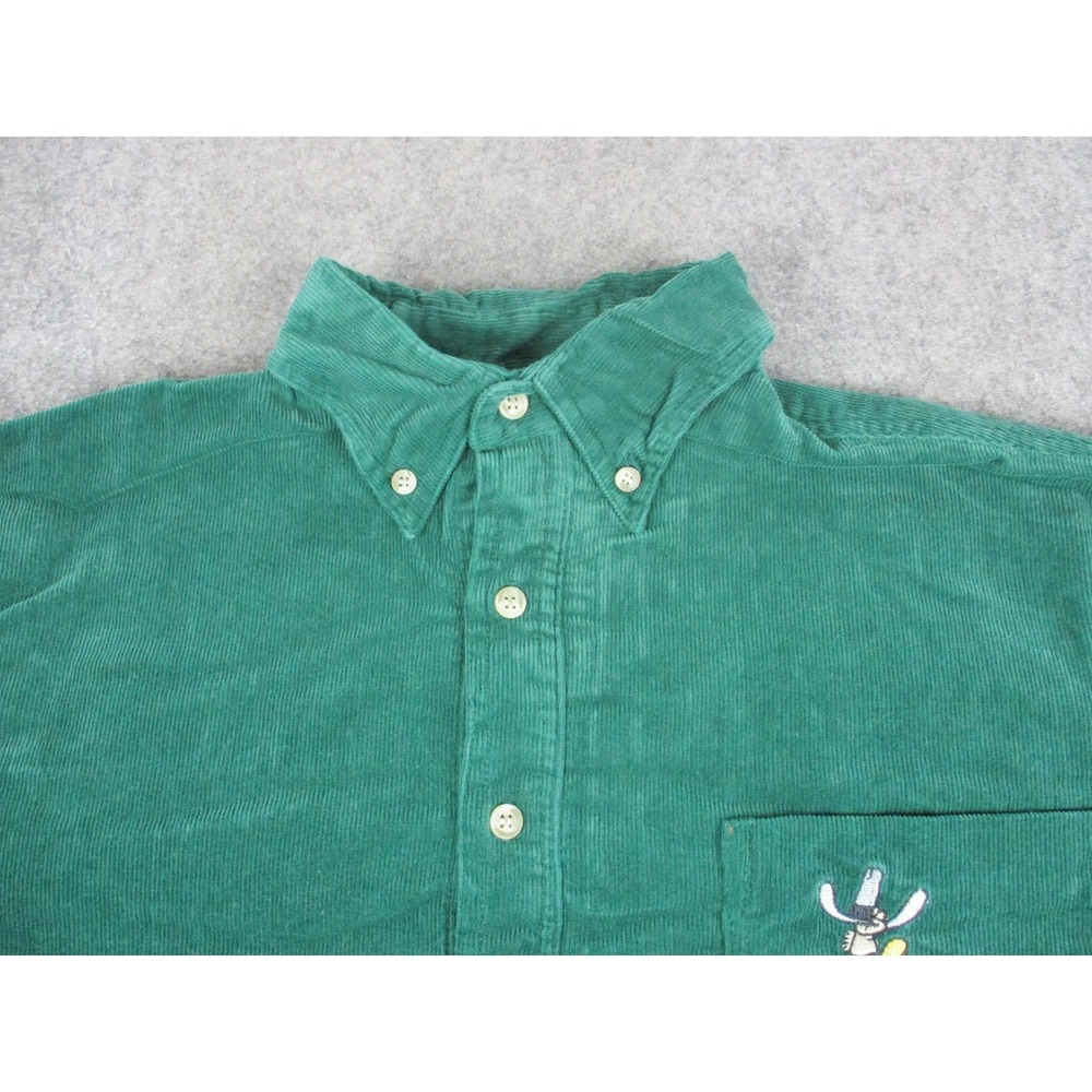 VINTAGE Rocky & Bullwinkle Shirt Mens Small Green Pocket Embroidery Corduroy VTG - Picture 3 of 8